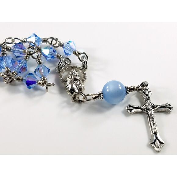 Mary Jesus One Decade Rosary, Moonglow Bead, Wire Wrapped - Picture 10 of 10